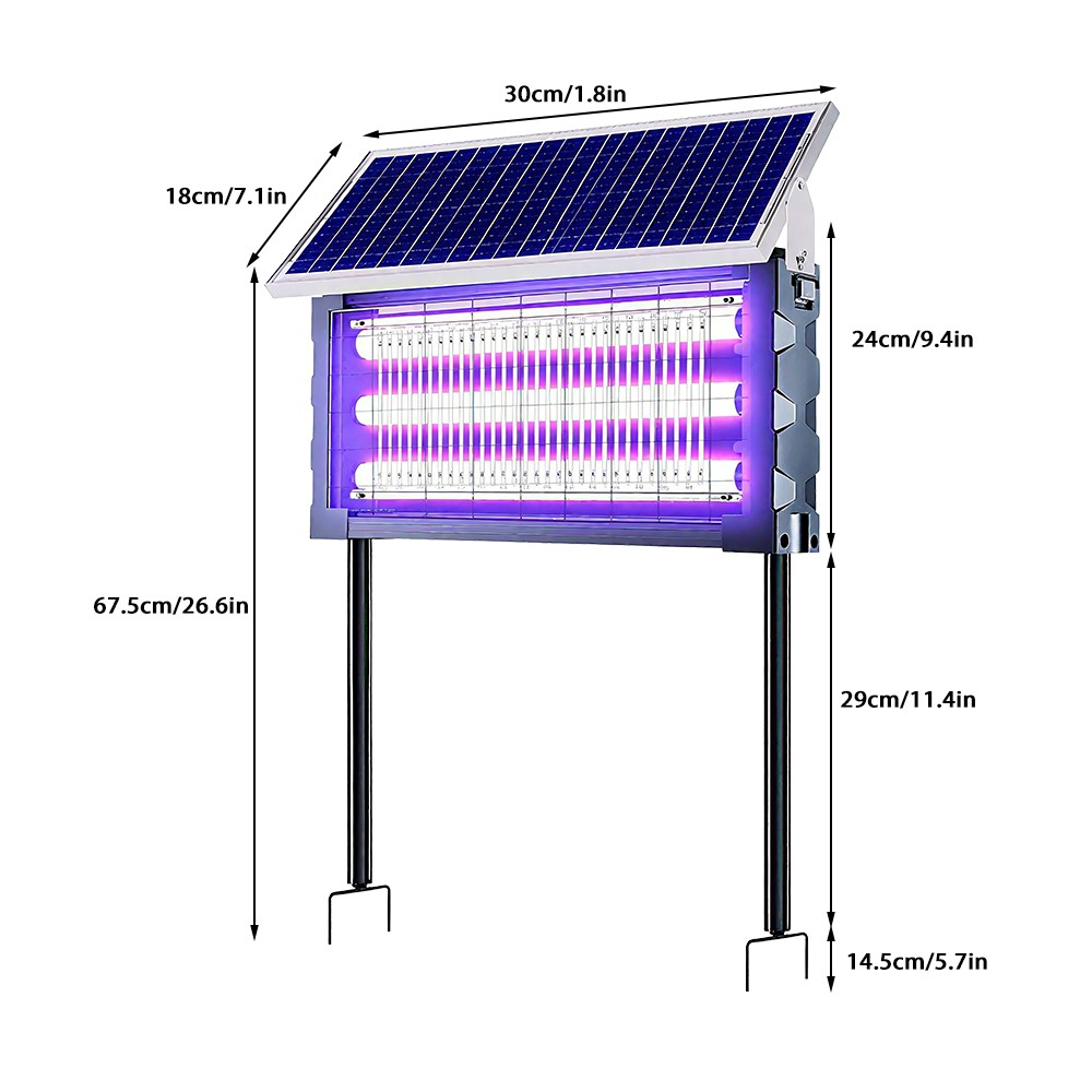 4500V Solar Bug Zapper 20W Mosquito&Fly Zapper Cordless Solar Powered Waterproof