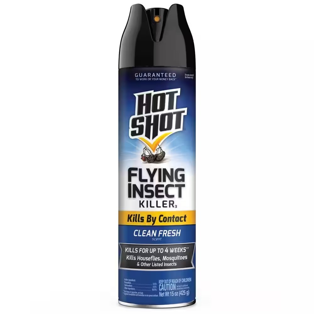 Hot Shot 15 oz Flying Insect Killer Aerosol Spray Clean Fresh Scent up to 4 weeK