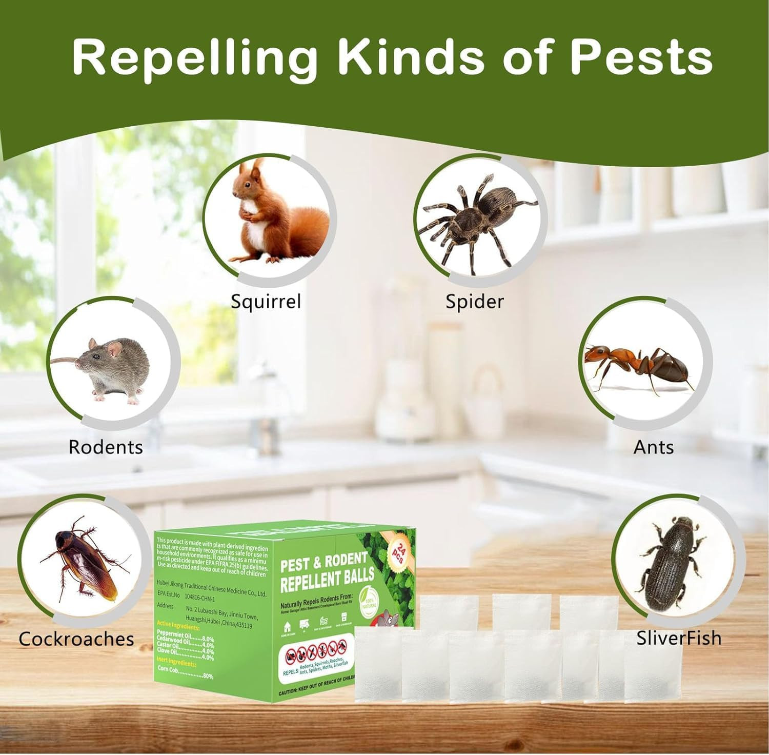 Mouse Deterrent Balls for Indoor Outdoor Areas, 24 Pack Peppermint Oil Scent Pou