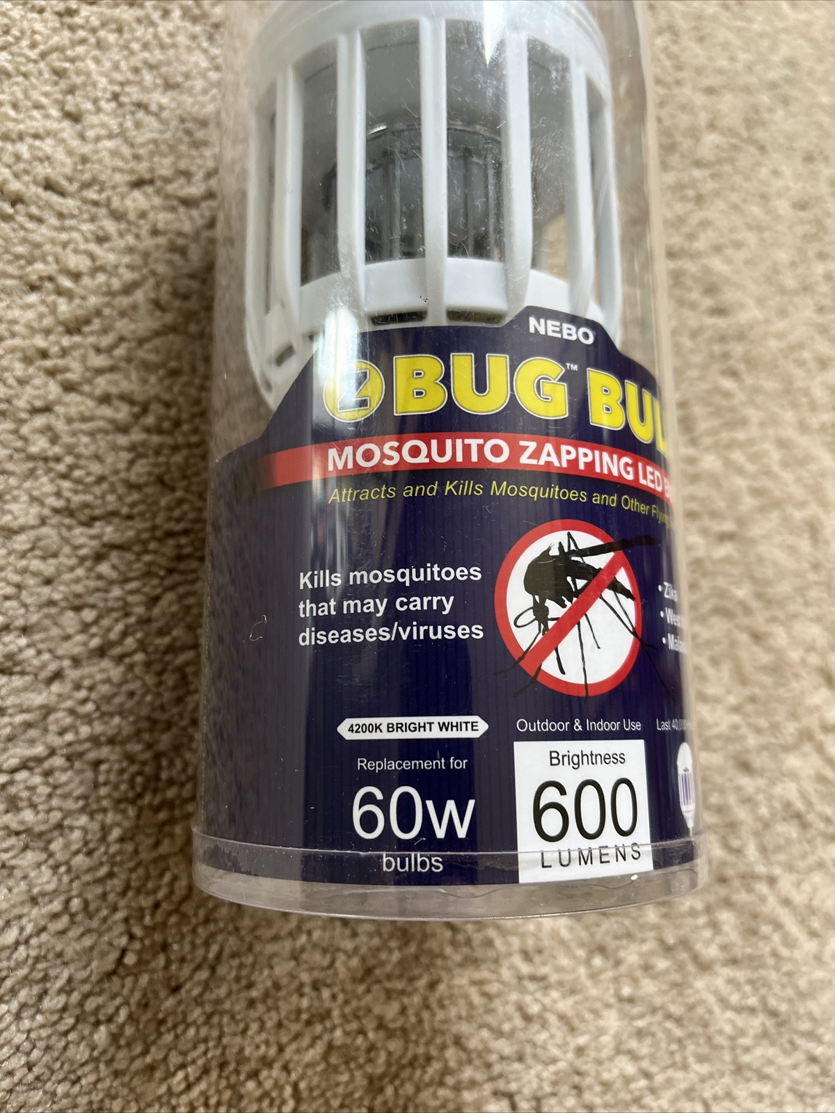 NEW NEBO Z Bug Bulb 2-In-1 UV Mosquito Zapper & 60w 600 Lumen LED Lightbulb 6458