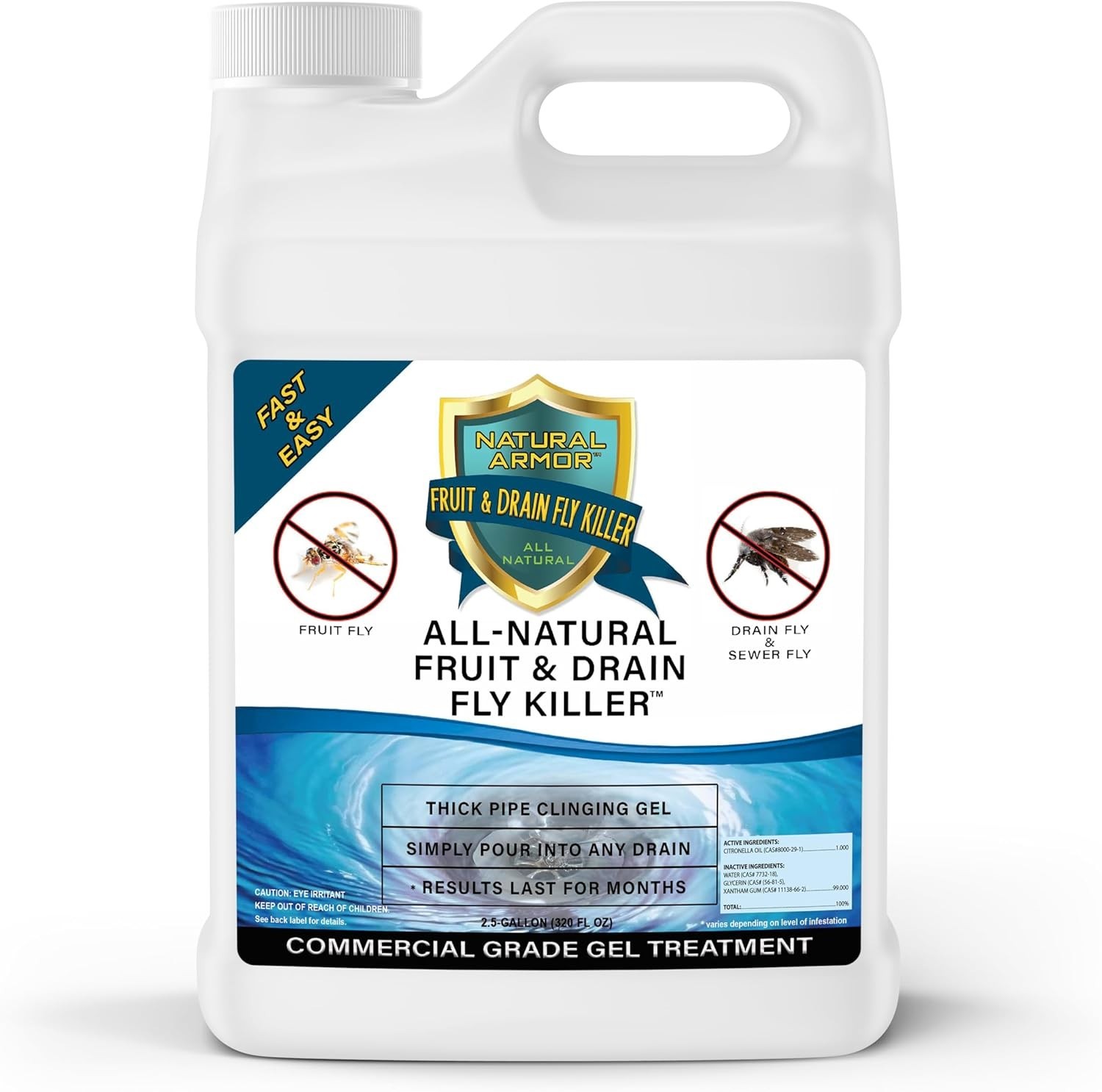 Fast-Acting 1 Gallon Fruit Fly & Drain Fly Killer – Non-Toxic Gel Treatment