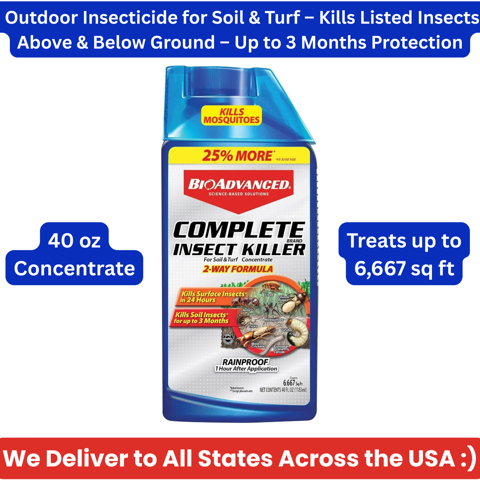 BioAdvanced Complete Insect Killer Concentrate 40oz -For Lawns, Soil & Turf Pest