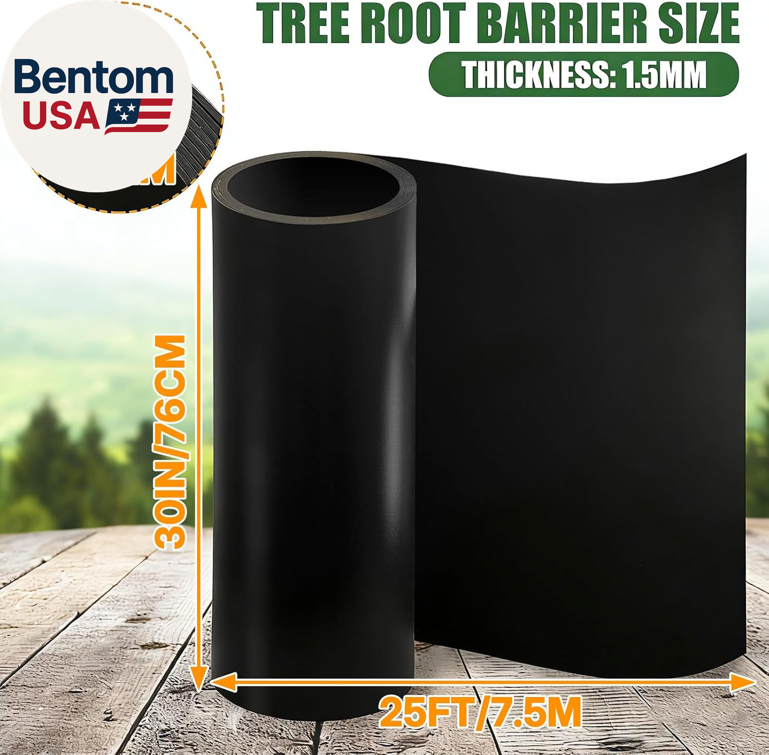 Tree Root Barrier 18In X 20Ft X 60Mil Root Barrier Grass Weed Barrier Bamboo Bar