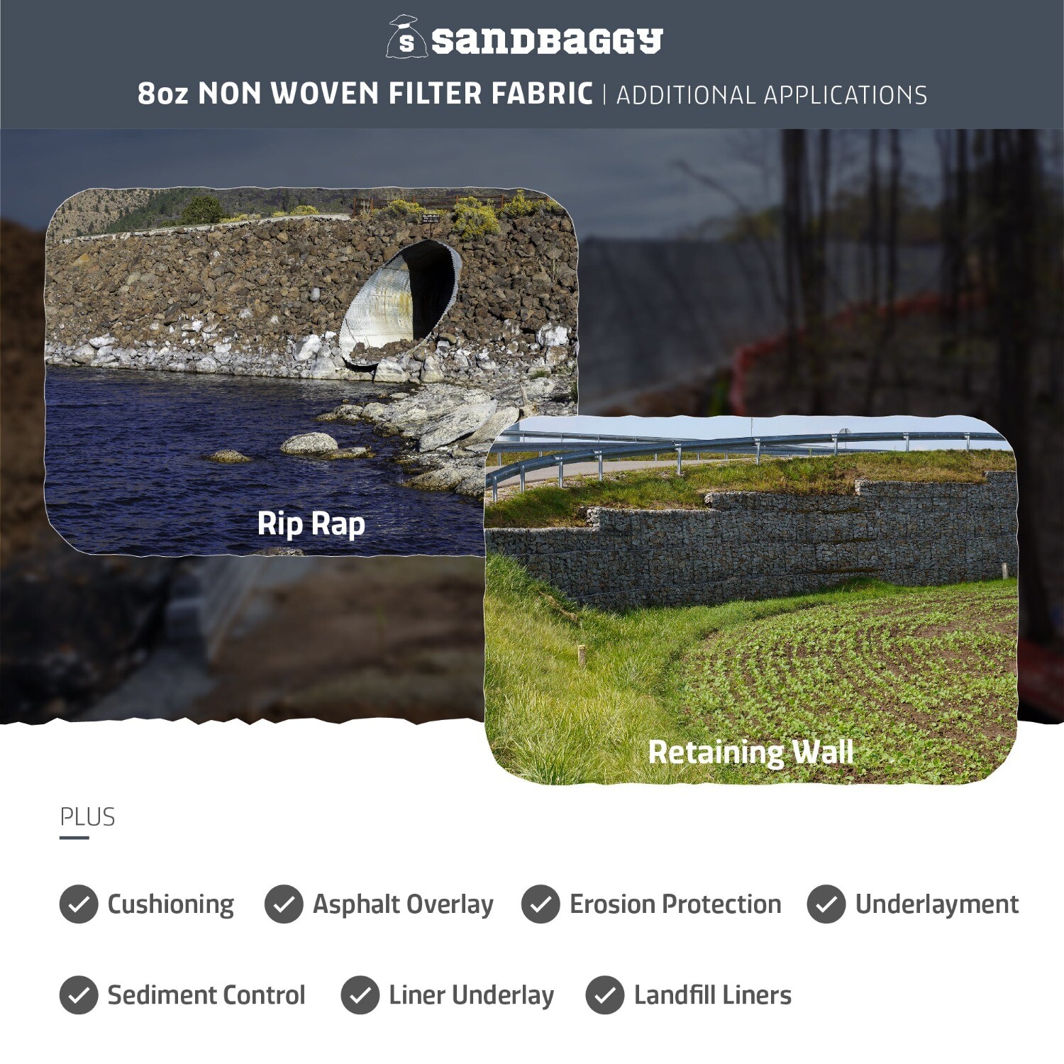 Sandbaggy White Landscape Fabric – Non-Woven Geotextile Filter Fabric 8 oz