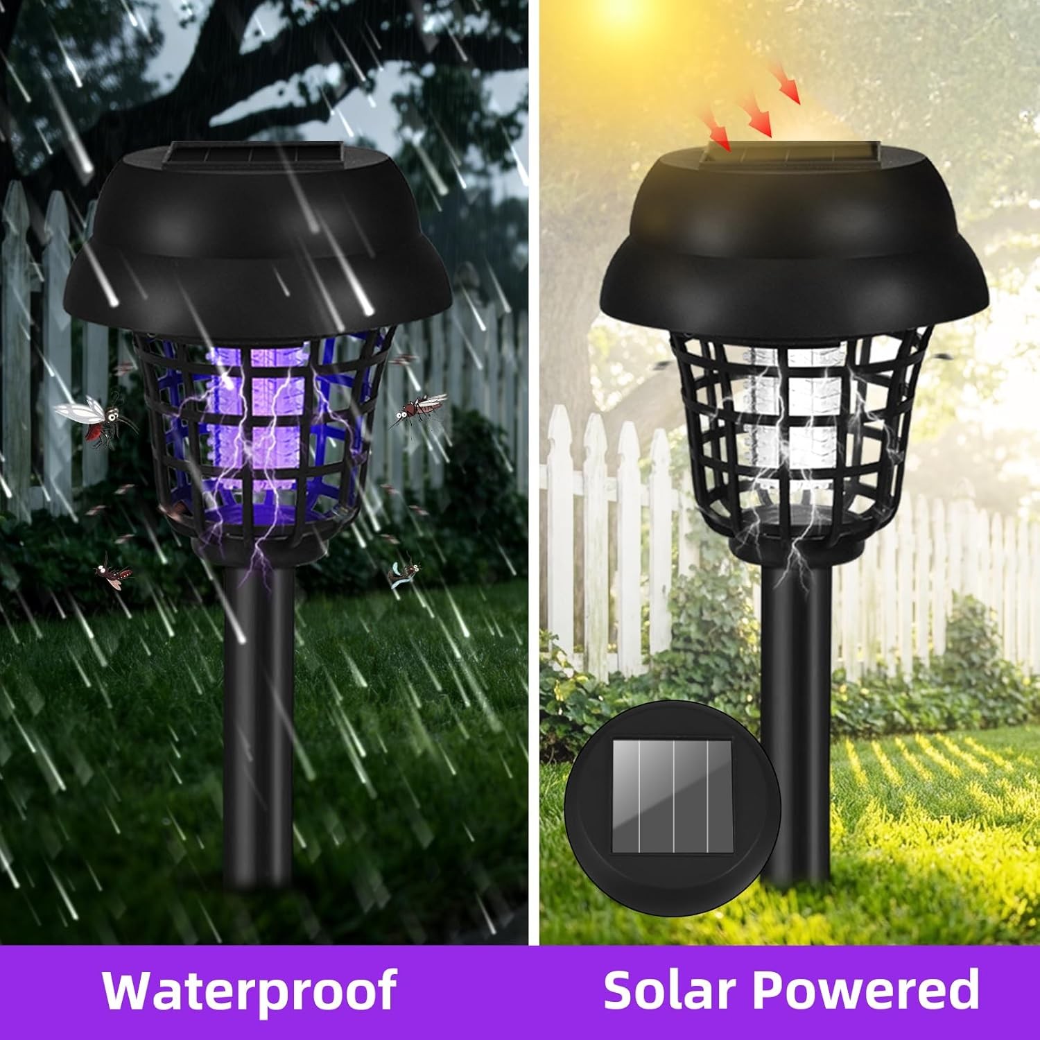 4Pack Solar Bug Zapper Outdoor Waterproof Mosquito Repellent Patio Trap & Killer