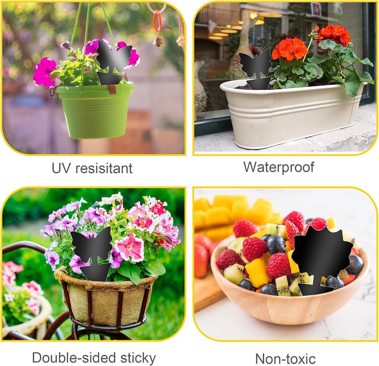 Fruit Fly Traps, 60 Pack Black Sticky Traps, Fungus Gnat Traps, Plant Fly