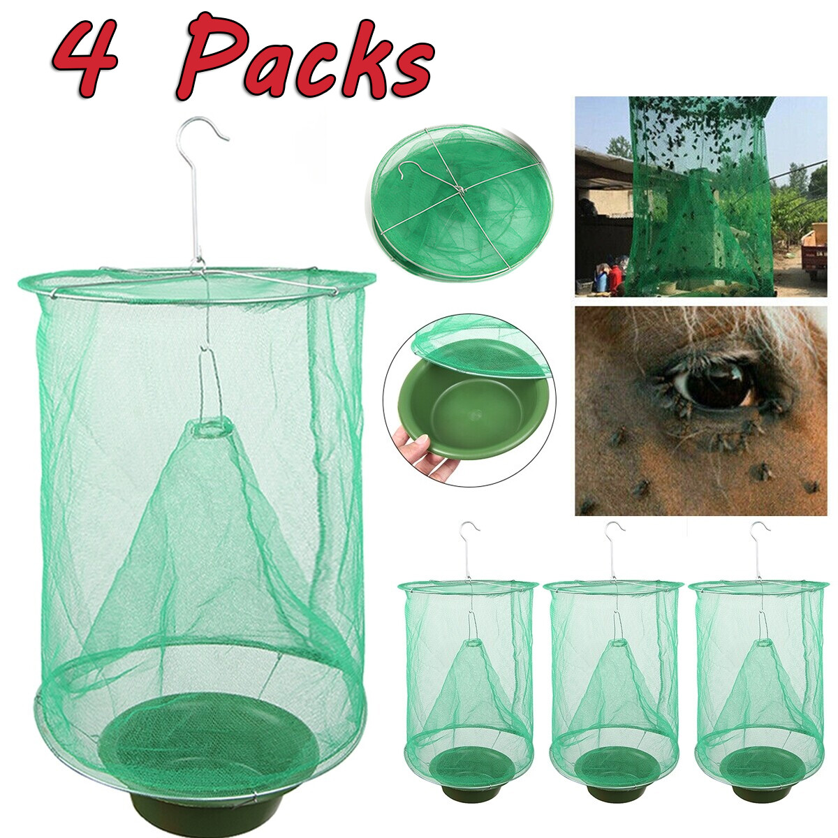 4 Pcs The Ranch Fly Trap Outdoor Fly Trap Killer Bug Net Cage Perfect for Horses