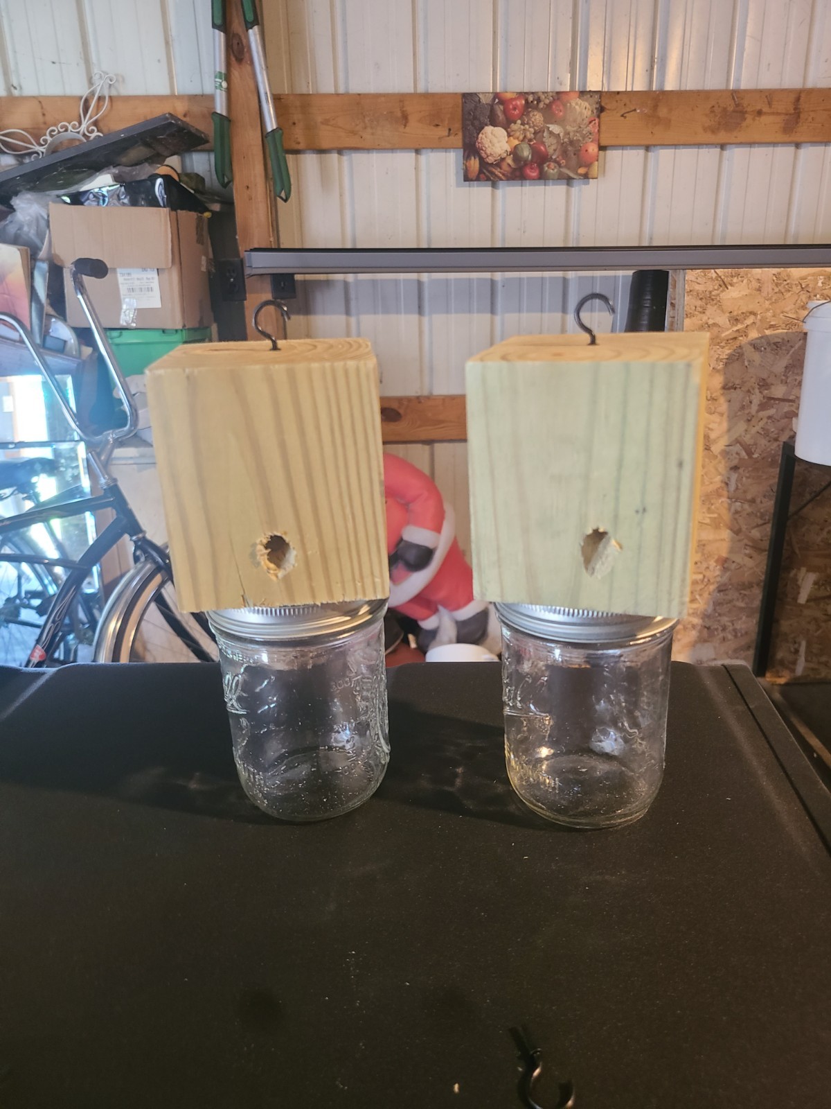 8 handmade carpenter bee traps with hooks and jars included $80.00 free shipping