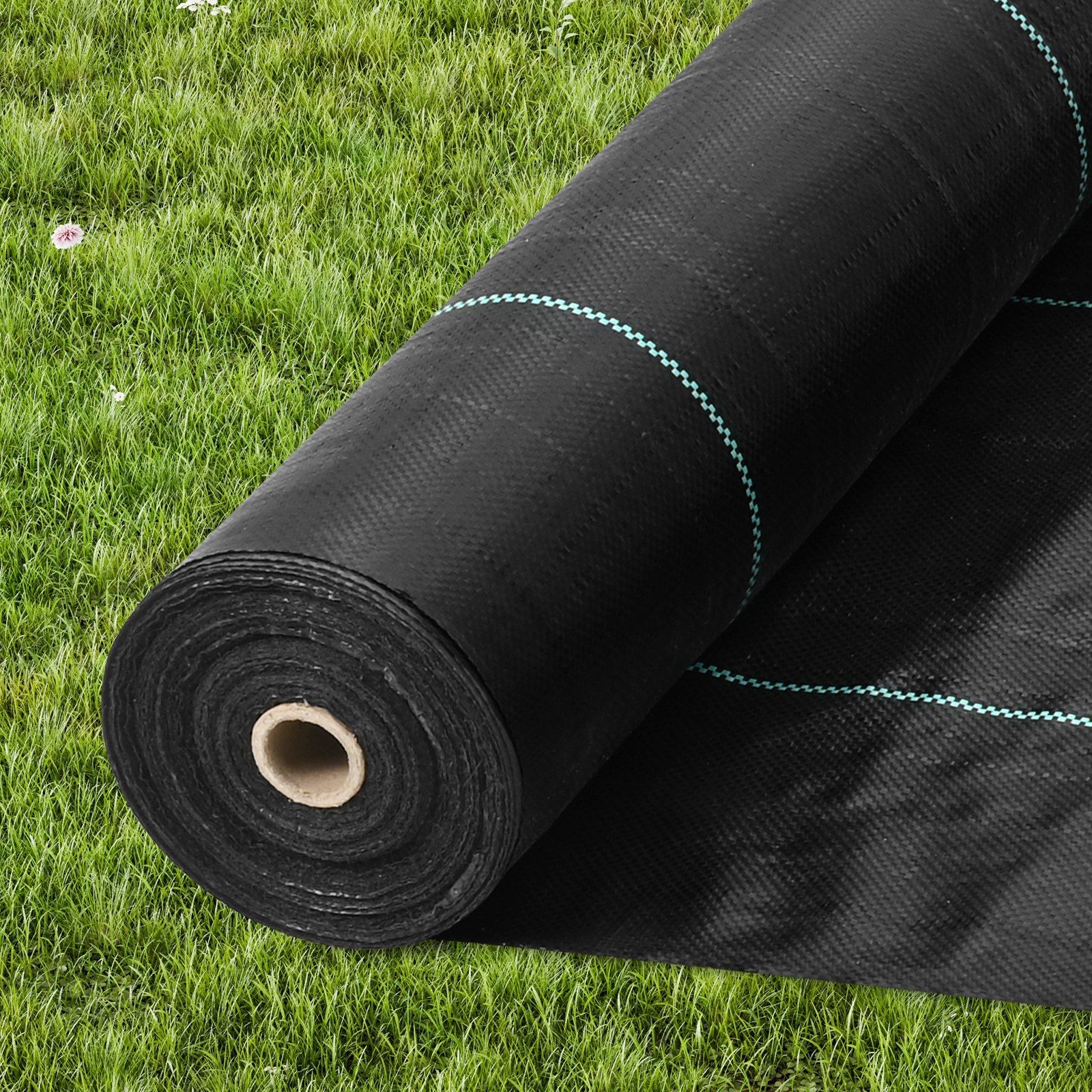 6x100ft 3.2oz Industrial-Strength Woven Polypropylene Weed Mat Black