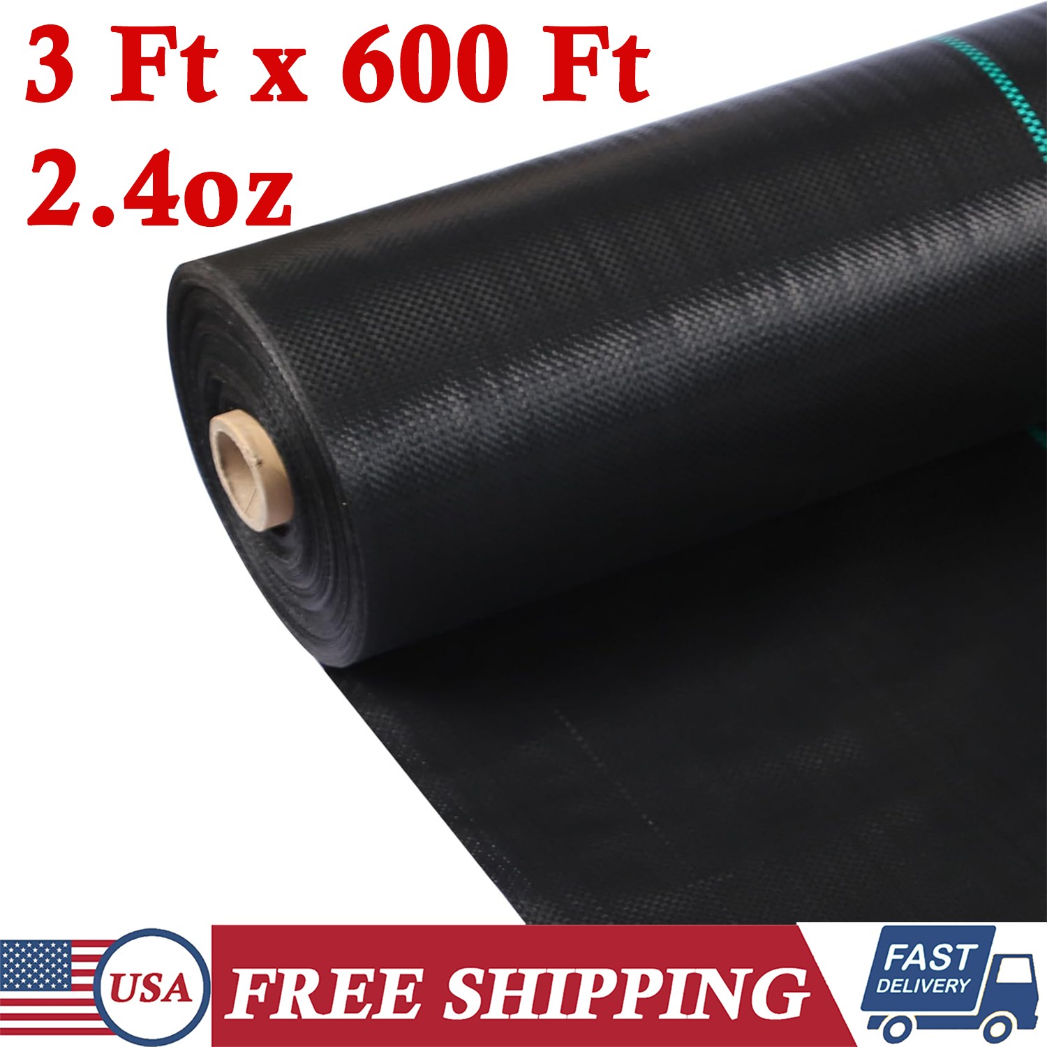 3x600FT/36×7200 IN 2.4oz Weed Barrier Landscape Fabric Ground Cover Weed Control