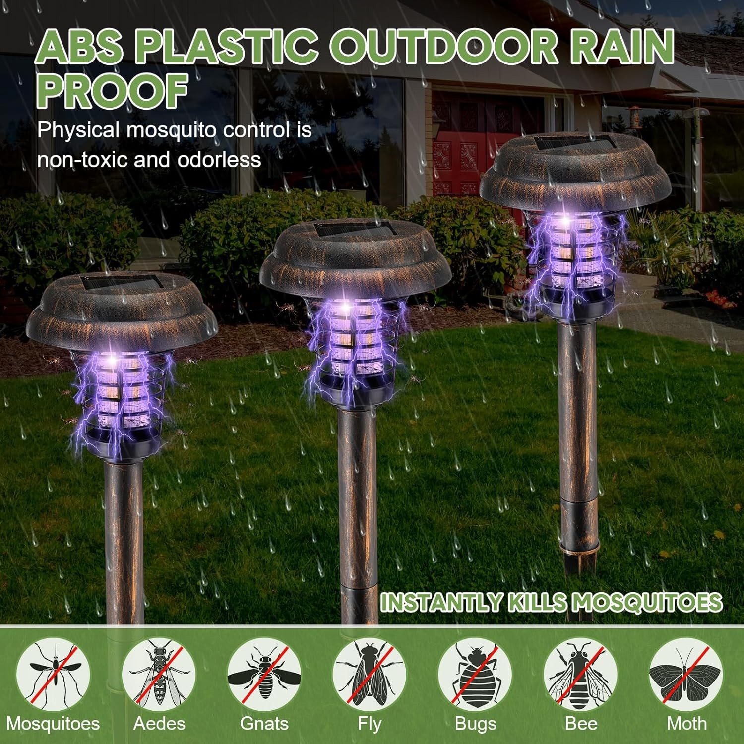 4 Pcs Solar Bug Zapper Outdoor Waterproof Mosquito Killer For Lamp Garden Patio
