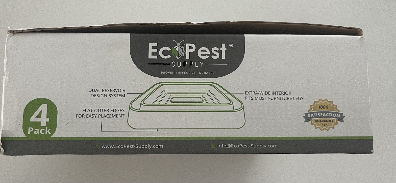 EcoPest Bed Bug Blocker XL Dual Reservoir Interceptor Traps 4-Pack Black