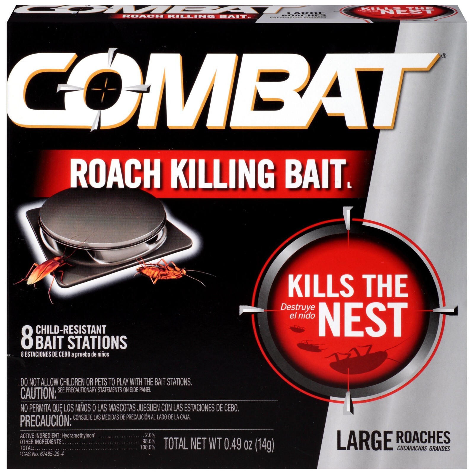 Combat Roach Killing Bait, 8 Large Bait Station, Kills the Nest, Child-Resistant