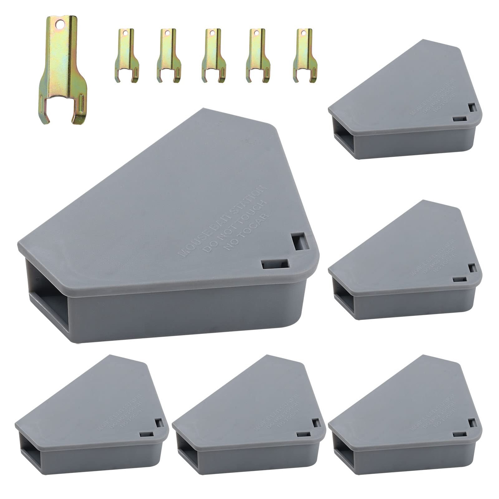 Mouse Bait Station Key Lock Grey 6Pcs Child Pet Safe Indoor Outdoor Use