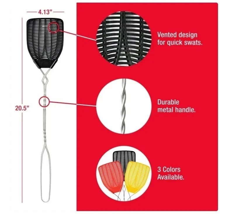 (3 pack)Enoz Fly Swatter, Wire Handled Plastic Fly Swatter, Assorted Colors,2 ct