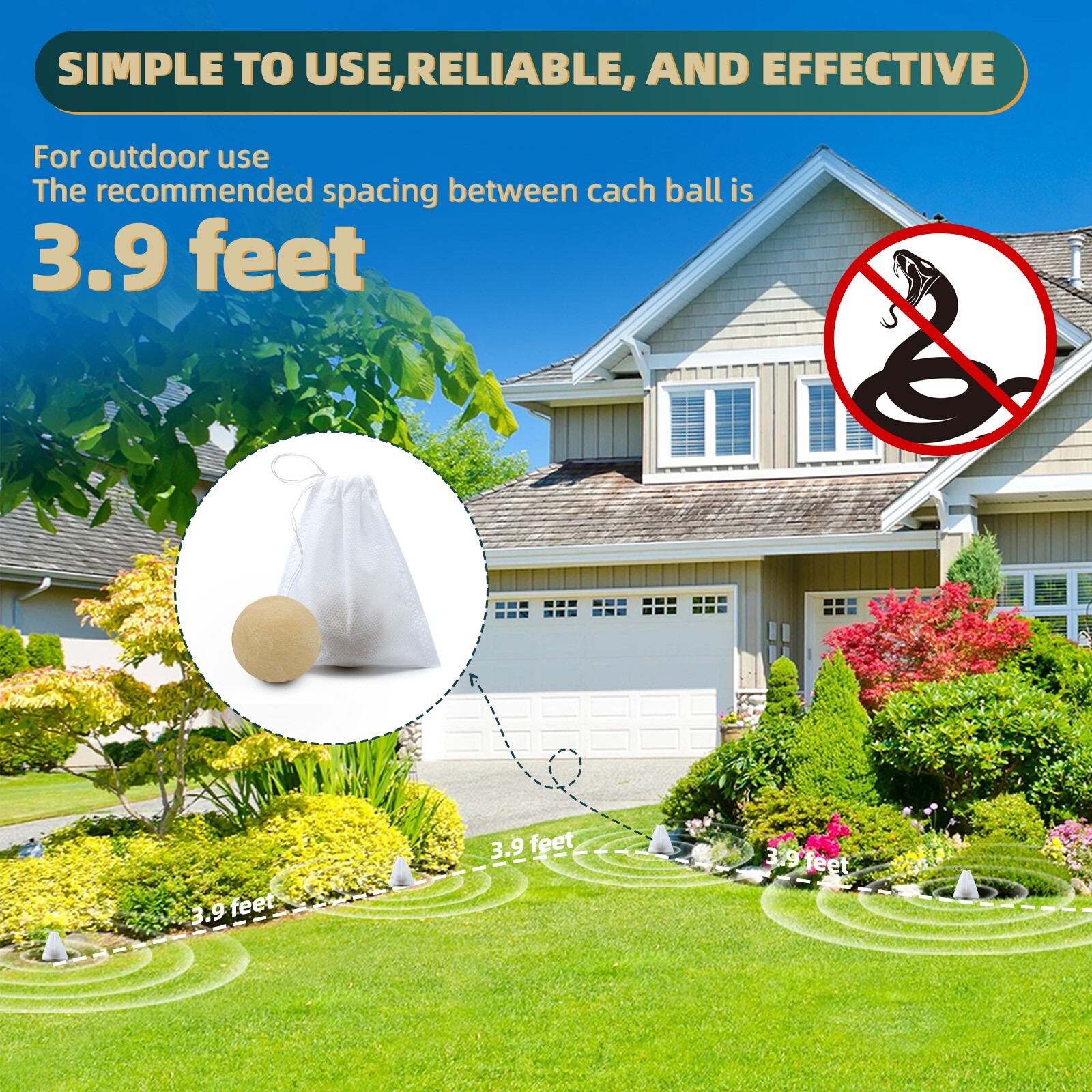 Snake Repellent Outdoor, Snake Repellent for Yard Powerful, Natural-10 Pouches