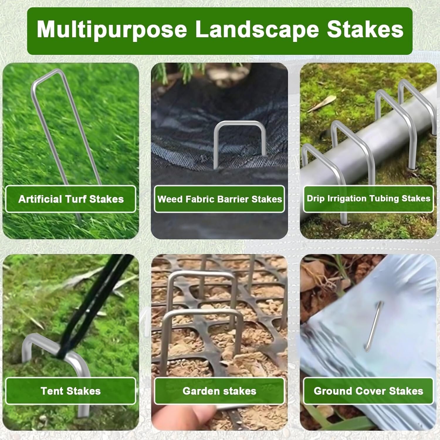 6 In. Heavy Duty Steel Garden Staples Weed Barrier Landscape Fabric 100-Pack