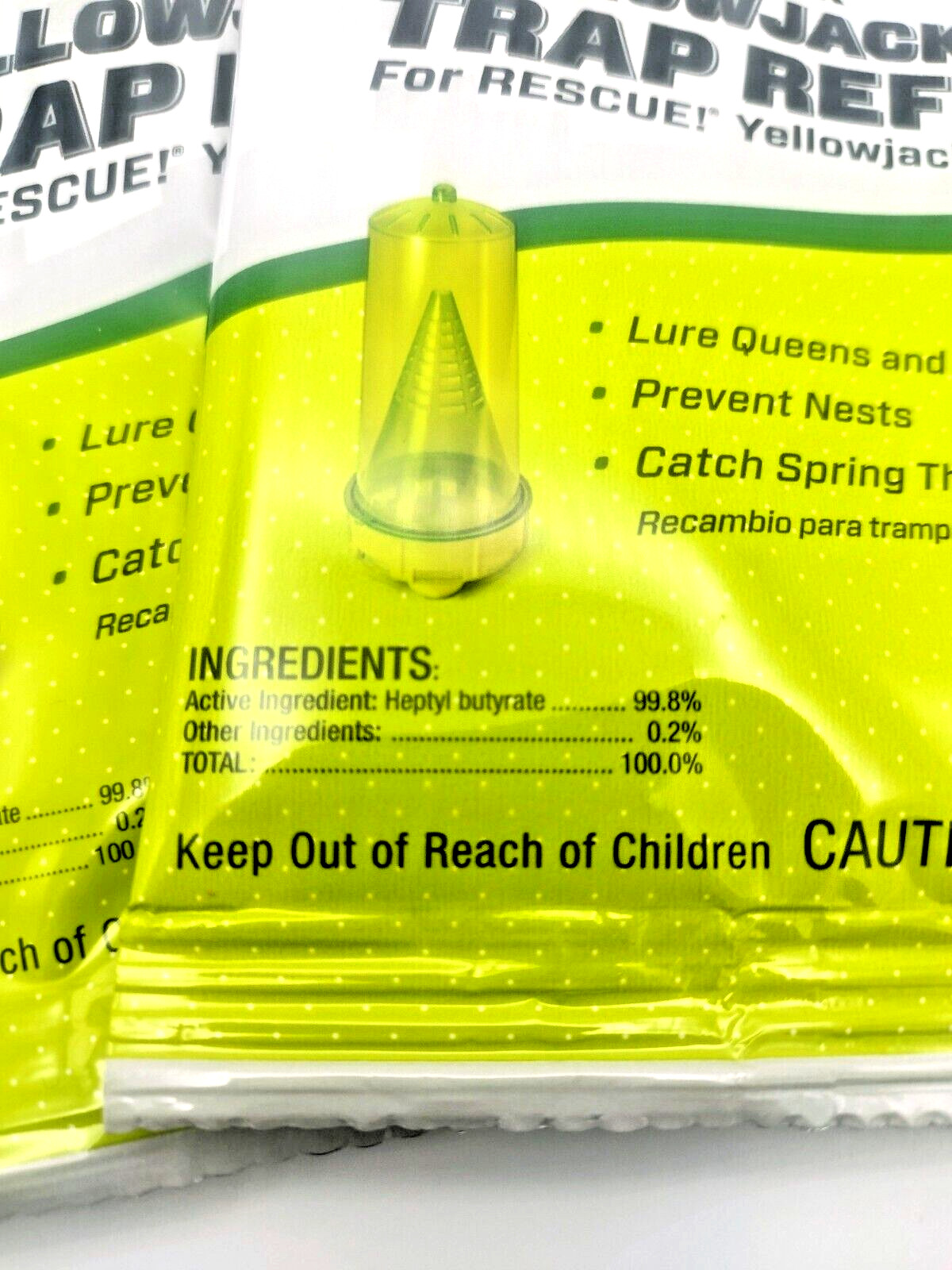 Rescue! Yellow Jacket Trap Refill 2 X DOUBLE Packs 8-Week Supply Wasps USA Made