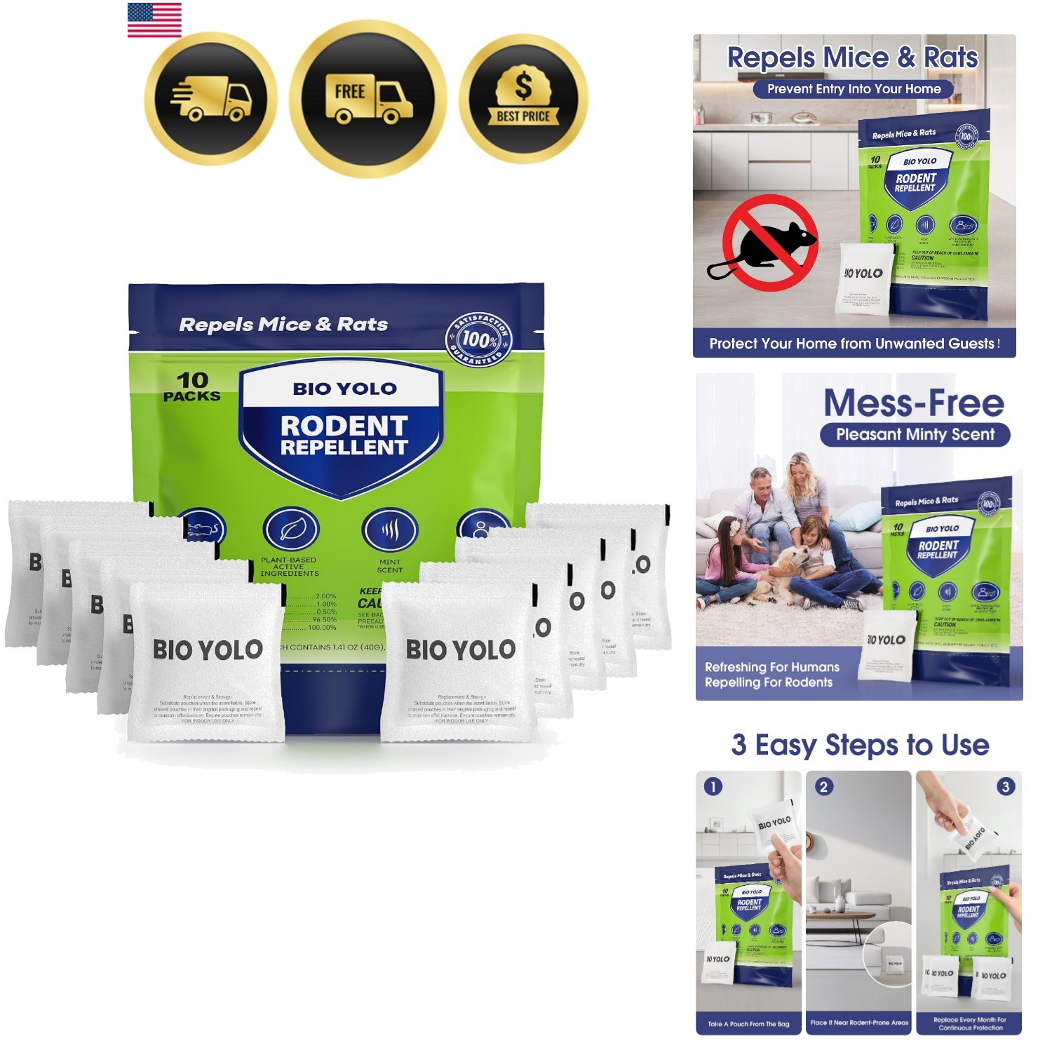Rodent Repellent Pouches – Peppermint Oil, Plant-Powered – Repels Mice, Rats …