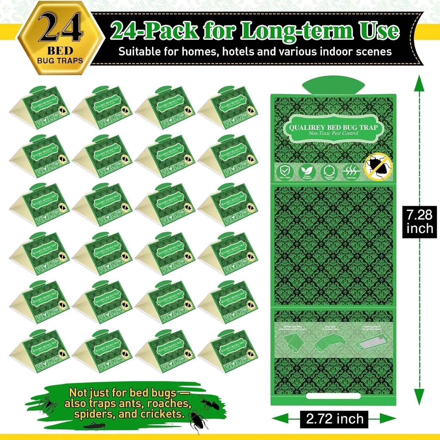 24 Pack Bed Bug Traps, Non Toxic Bedbug Detector for Bed Legs, Bedbug Intercepto
