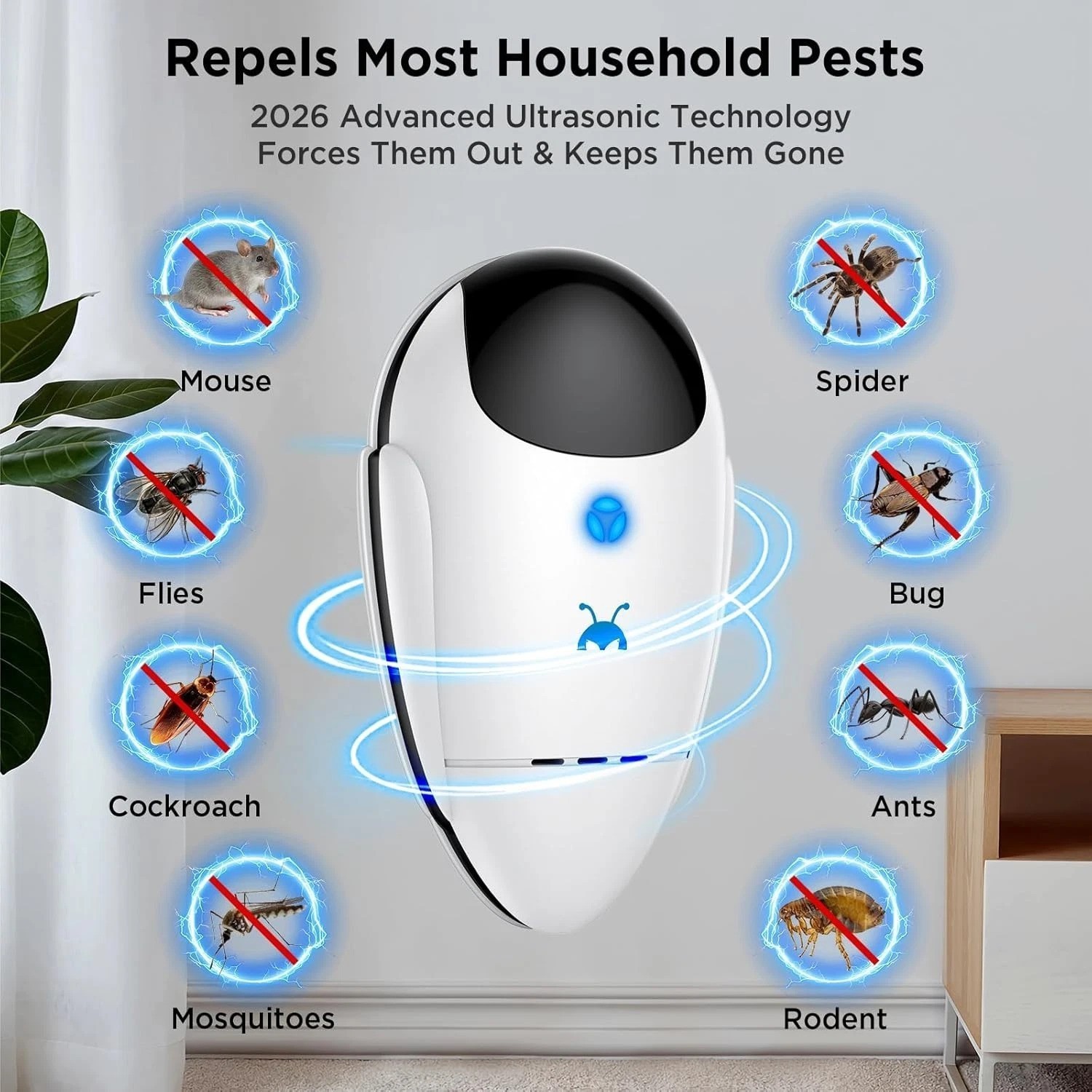 2026 Upgraded Ultrasonic Pest Repeller Indoor Insect Repeller Pestlab, Pest Cont