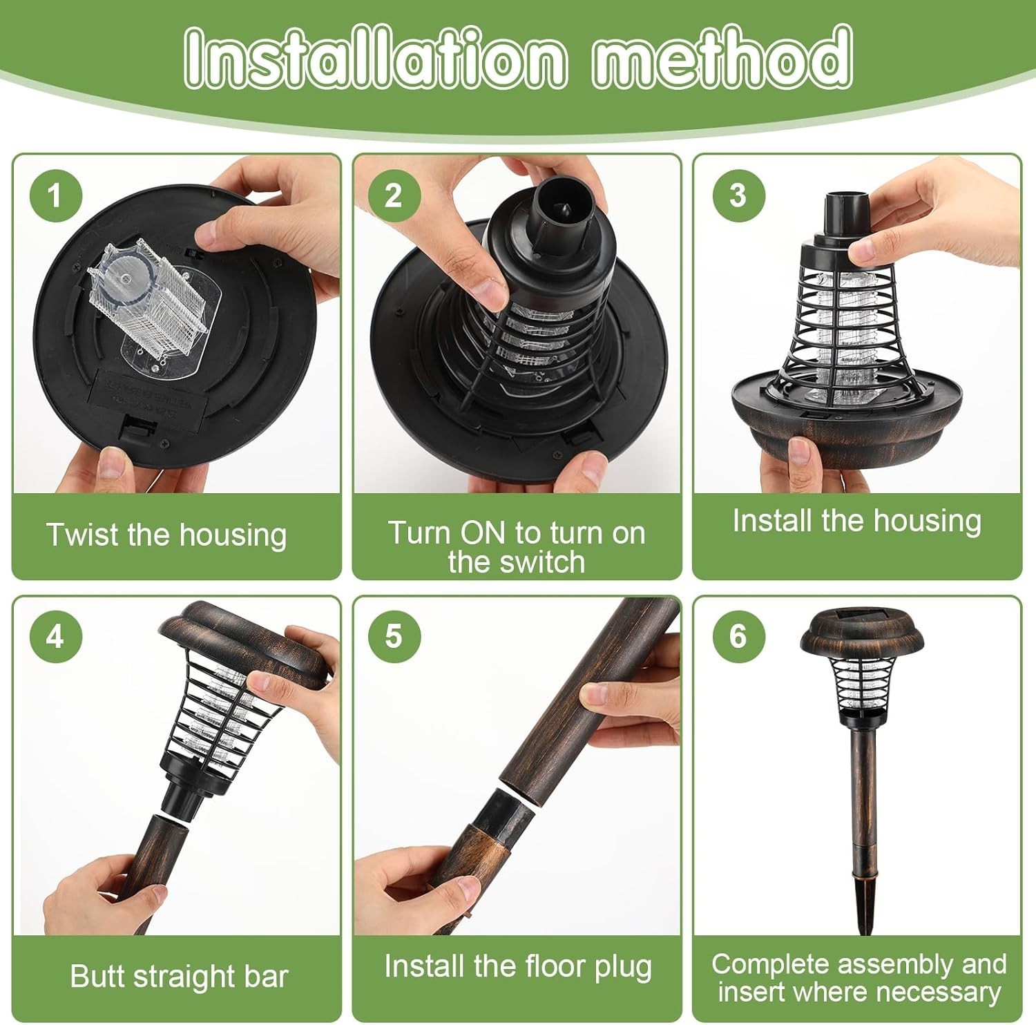 4 Pcs Solar Bug Zapper Waterproof Outdoor Mosquito Zapper Killer and Lighting Re