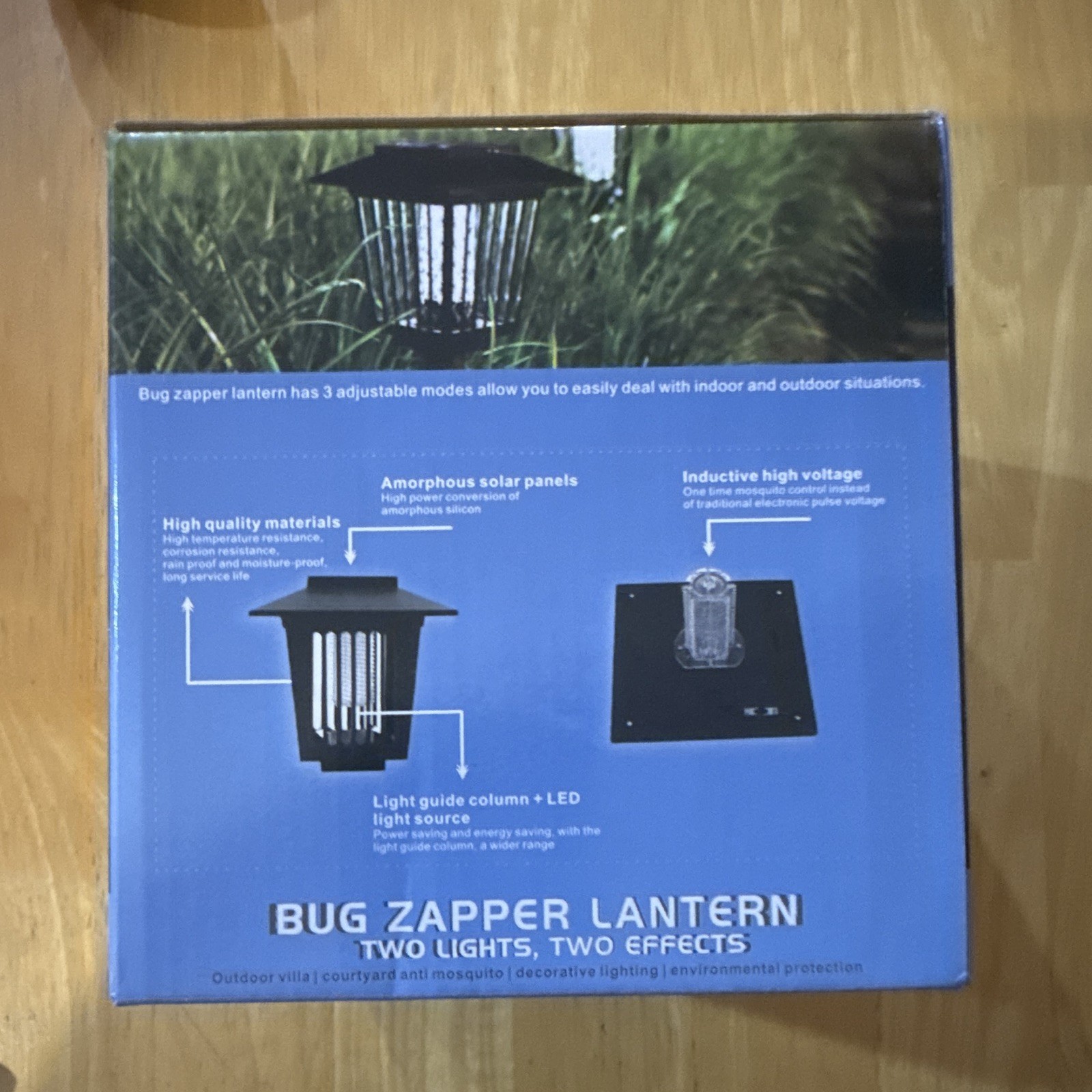 Solar Charging Waterproof Bug Zapper Lantern, Mosquito, Black Plastic, 1 Pack