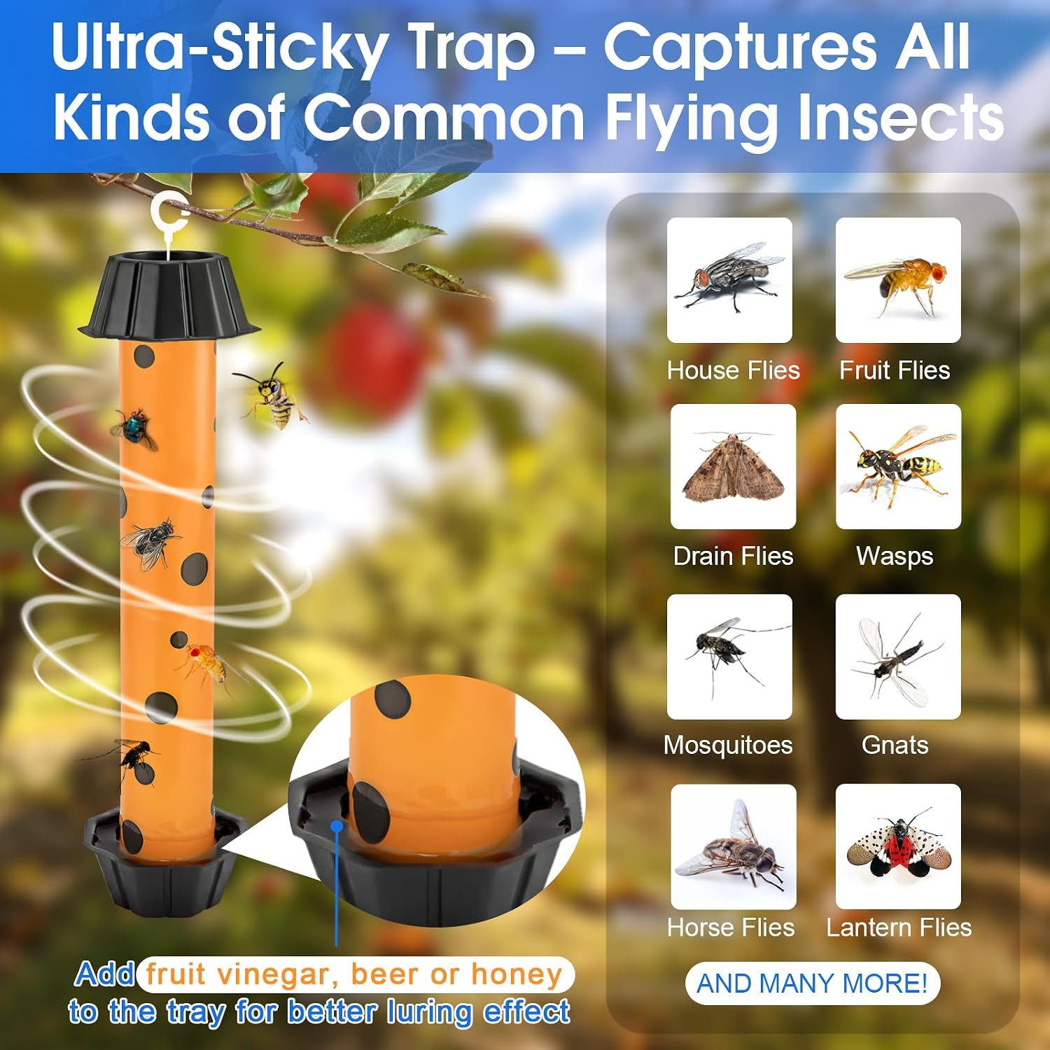 4 Pack Fly Trap Stick, Sticky Fly Traps Indoor/Outdoor, Flies Catcher Paper Tape