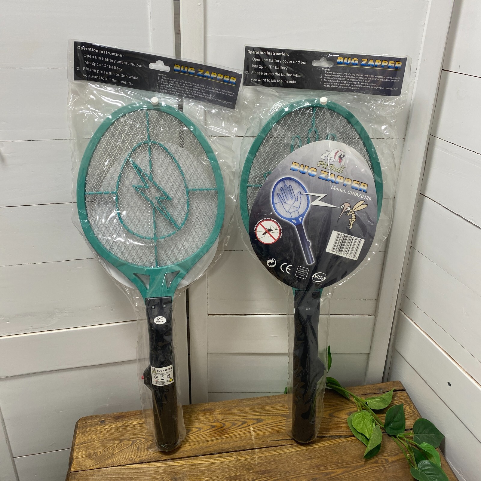 Pair 2 Bug Zapper Battery Powered Electric Tennis Racket Fly Swatter Mosquito
