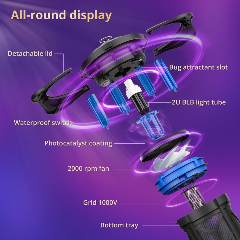 POWIFY Mosquito Trap Outdoor, Bug Zapper with Fluorescent UV Light