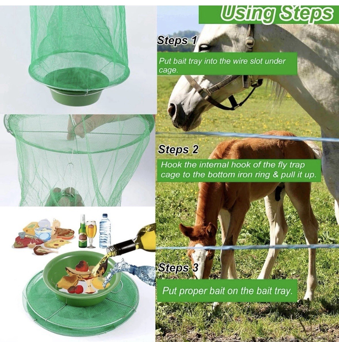 8 Pack Ranch Fly Traps Outdoor Hanging Fly Trap Reusable Stable Fly Catcher Bag
