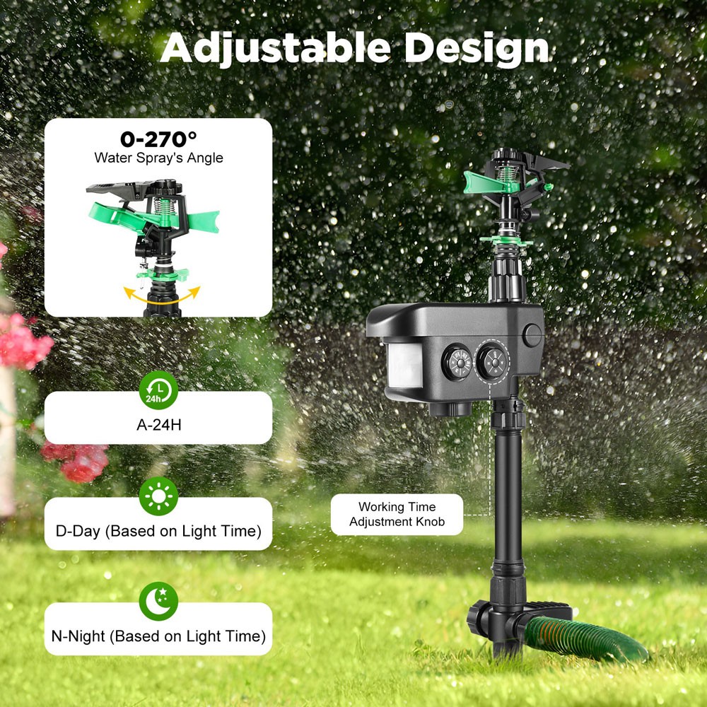1PCS Solar Animal Repeller Water Sprinkler Sensor Motion Adjustable Durable