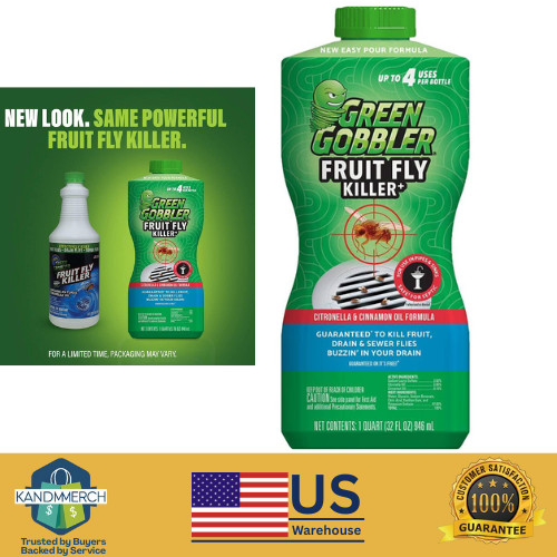 Green Gobbler Fruit Fly and Drain Fly Killer Gel Treatment – 32 oz – New