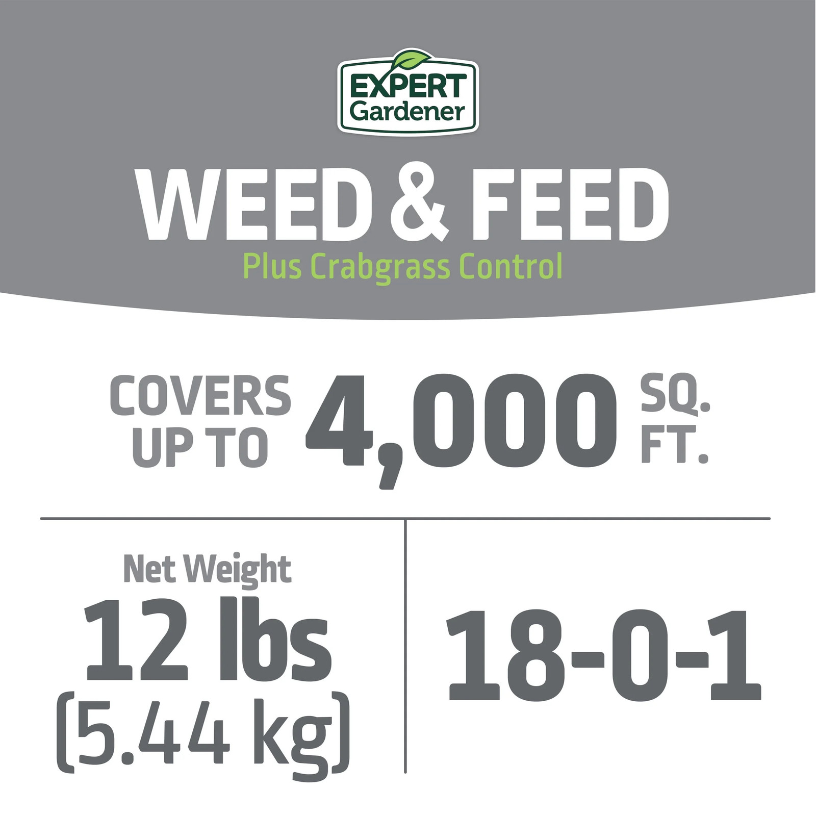 Weed & Feed plus Crabgrass Control, Lawn Fertilizer 18-0-1, 12 Lb. Prevents up t