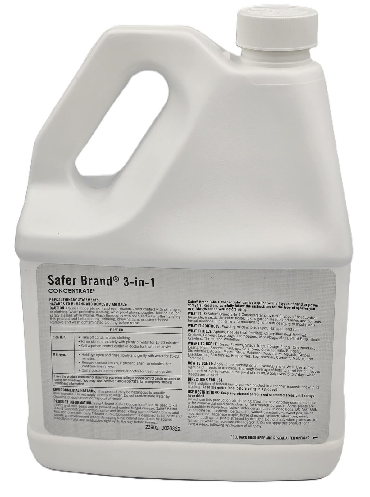 Safer Brand 3-in-1 Garden Fungicide/Insect Killer 1 Gallon Concentrate OMRI