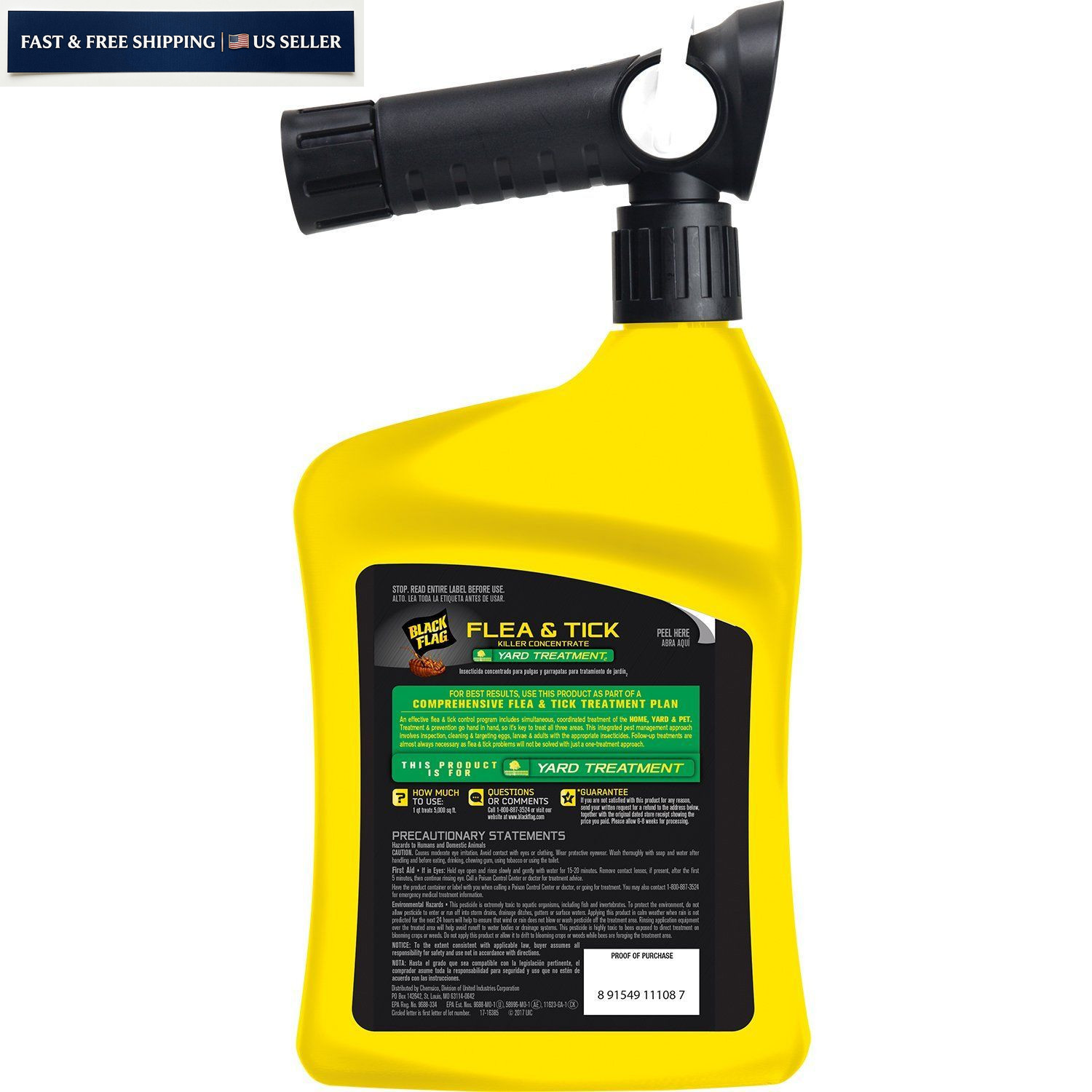 Black Flag Flea and Tick Killer Concentrate Yard 32 Fl Oz (Pack of 1),