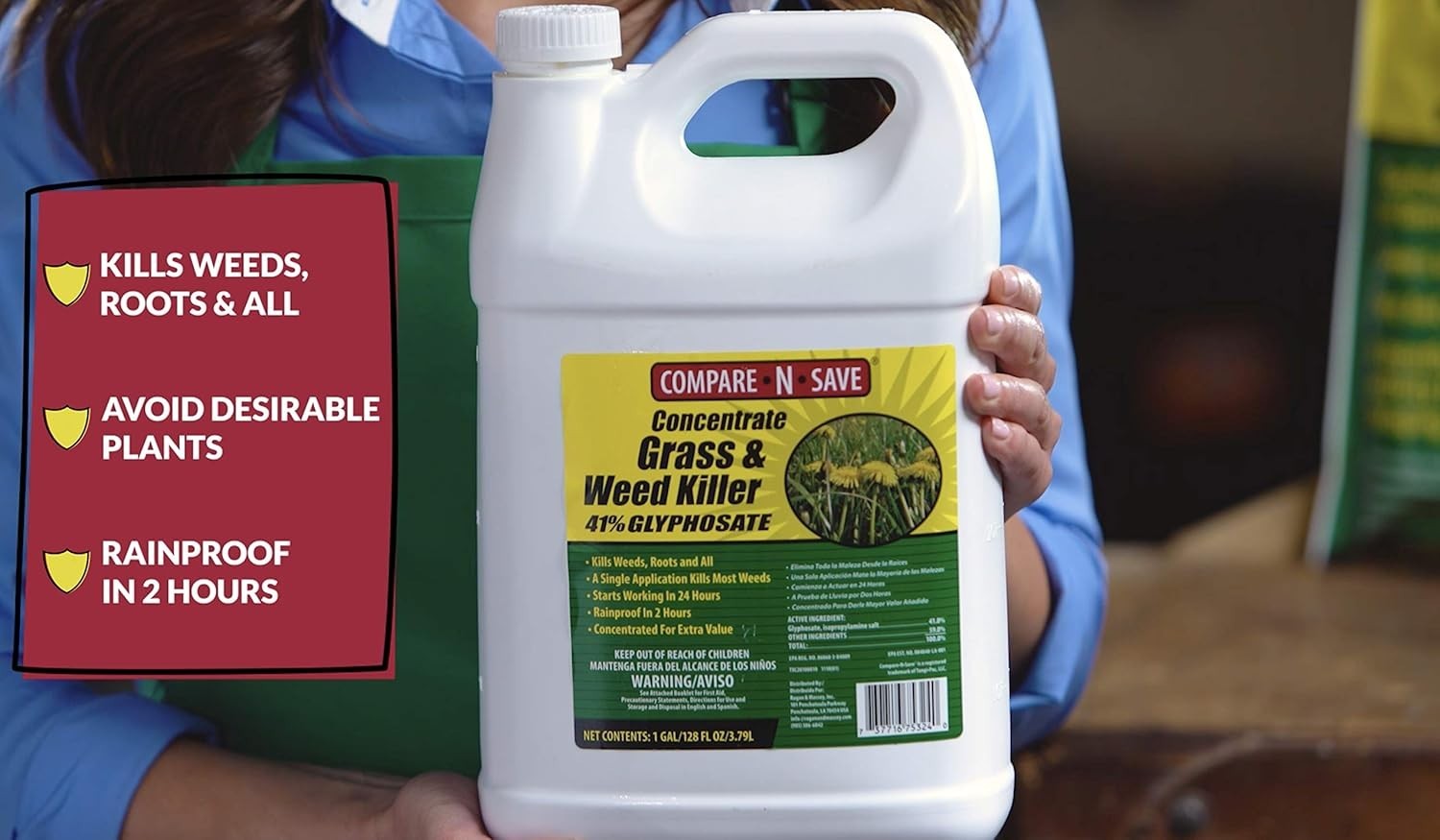 Weed Grass Killer Herbicide 16/128 Oz 41% Glyphosate Concentrate Compare-N-Save