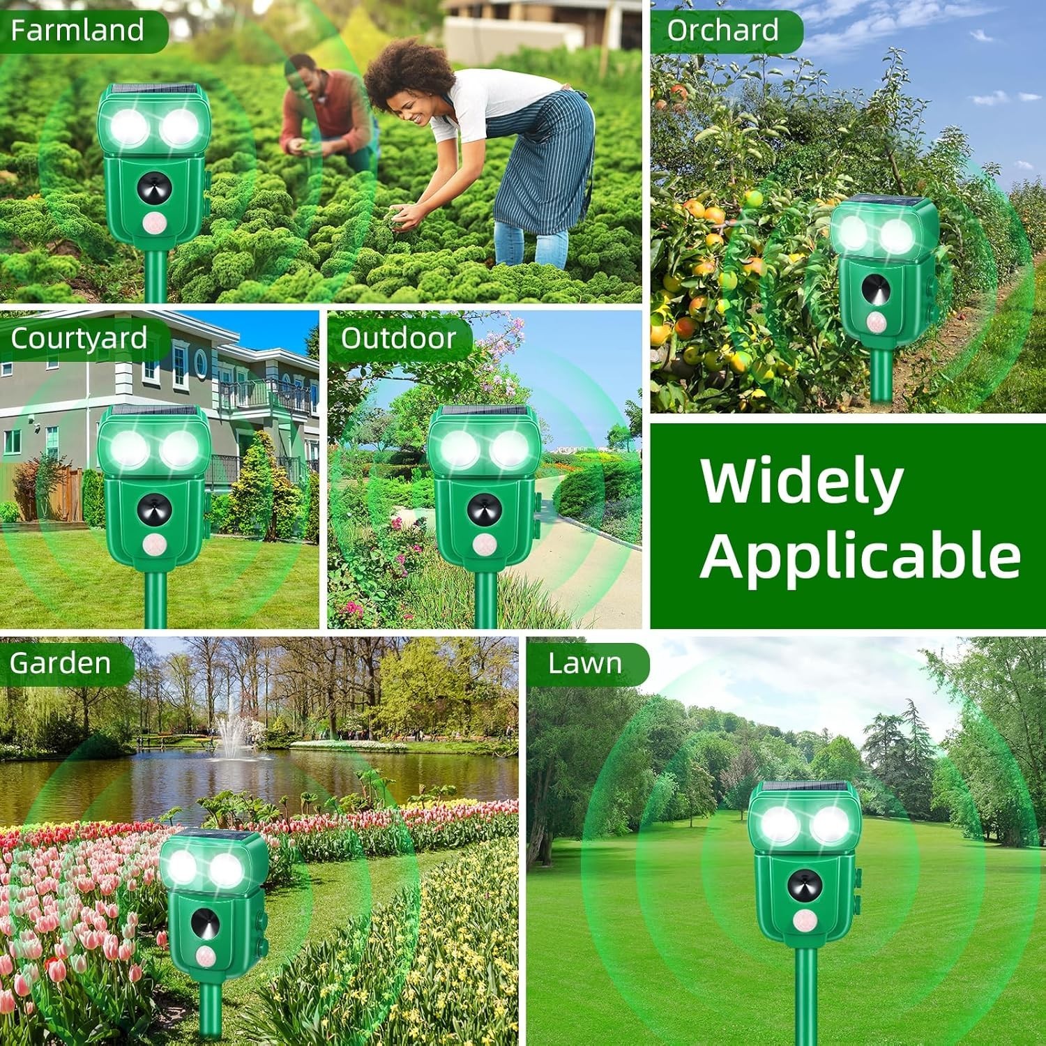Upgraded Solar Ultrasonic Animal Repellent Dog Cat Skunk Deer Raccoon For Garden