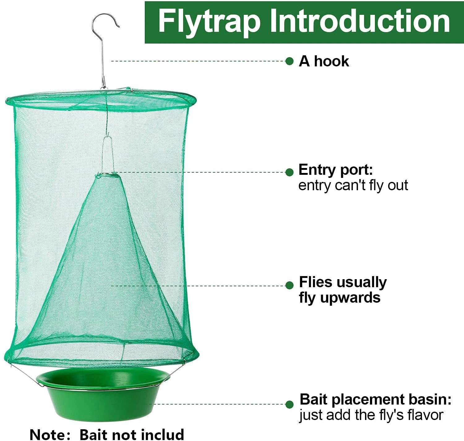 1-200X Ranch Fly Trap Reusable Hanging Fly Traps Outdoor Flay Catcher Cage Net