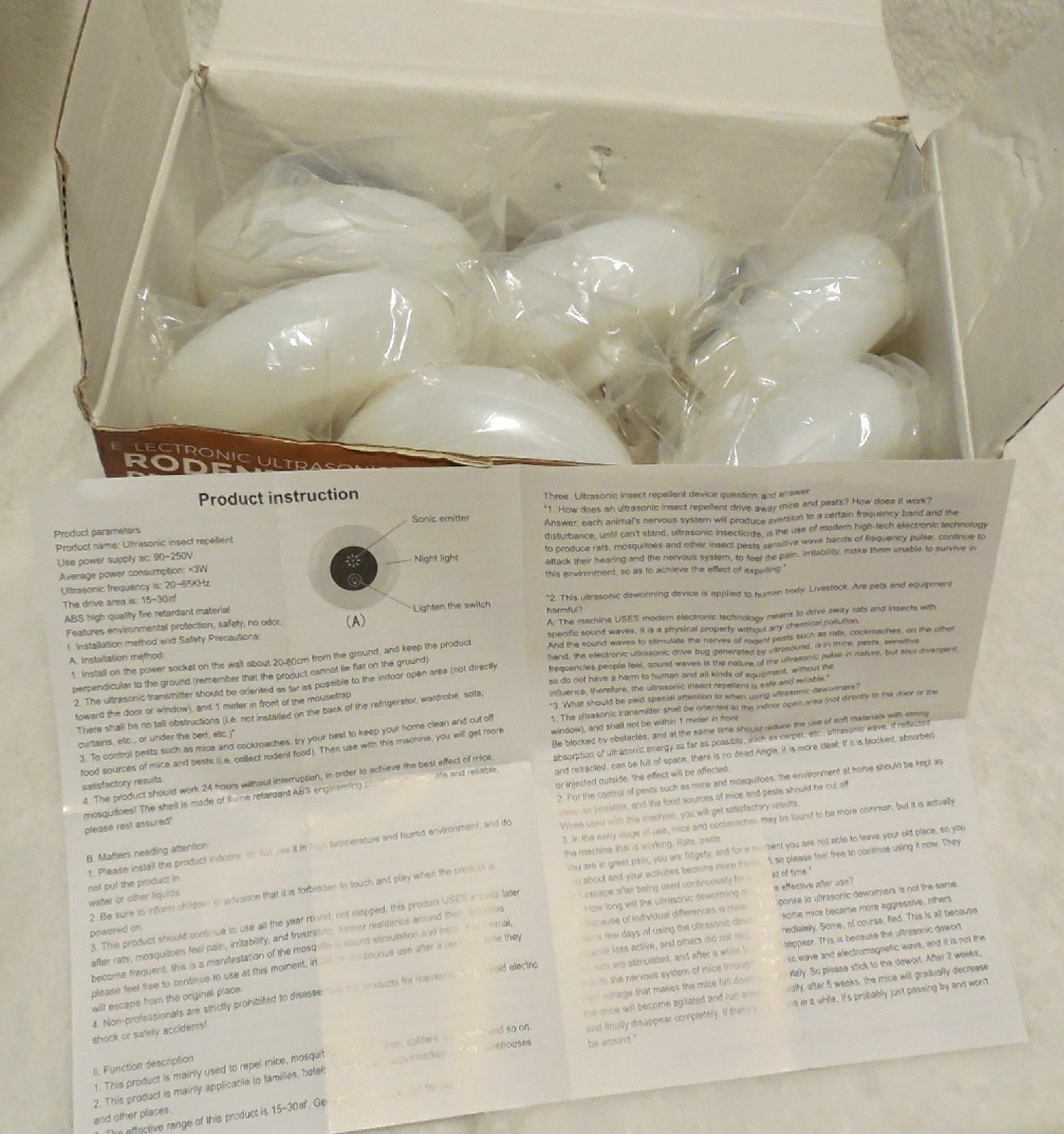 6 Electronic Pest Repeller Plug In Electronic Ultrasonic Mouse Insects Nighlite