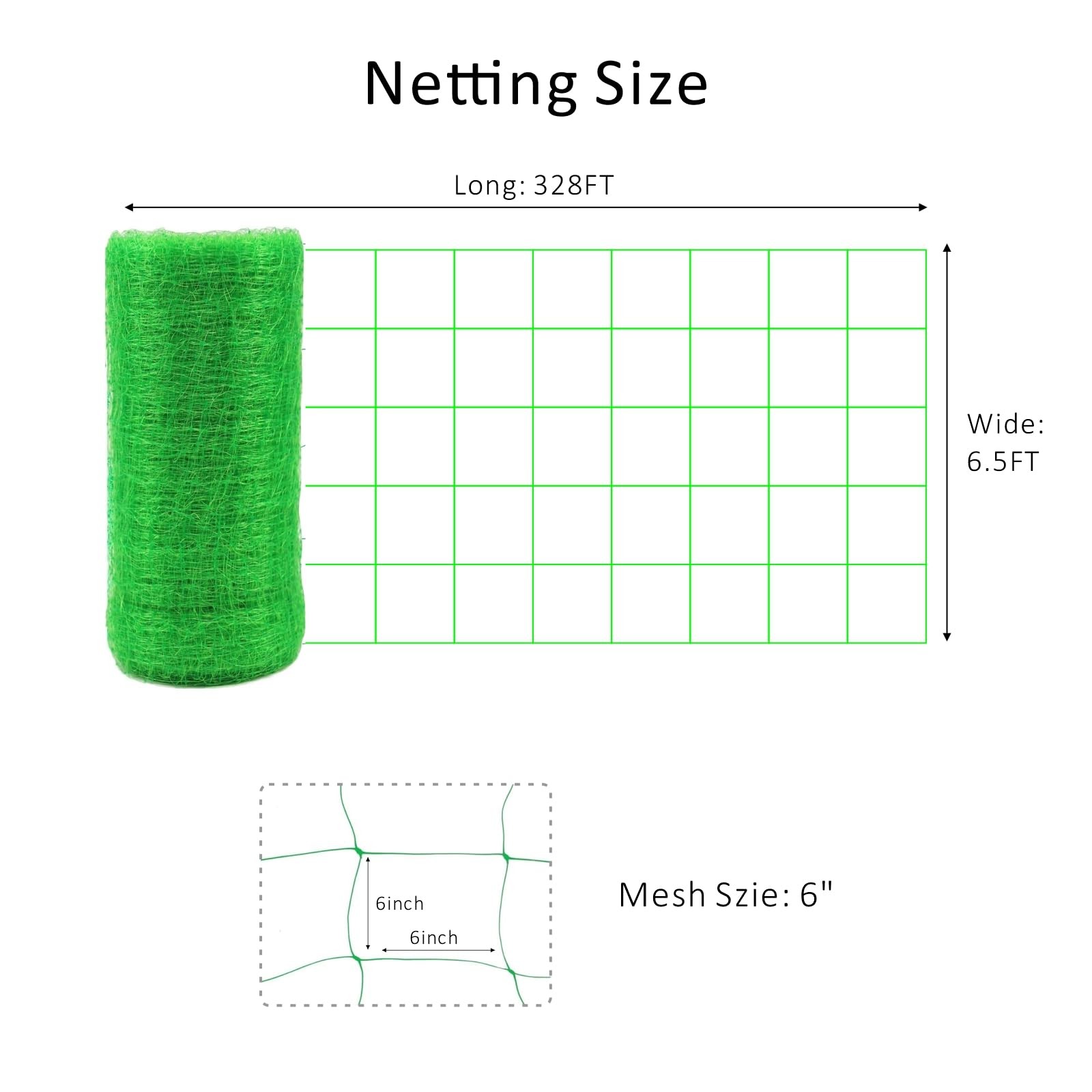 Heavy Duty Plastic Green Garden Trellis Netting Climbing Vines 6 In 79x328ft