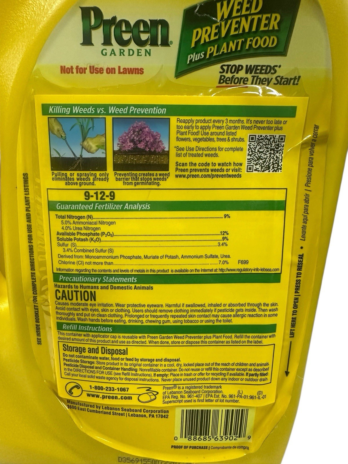 Preen Garden Weed Preventer Plus Plant Food, Set of 2, 5.62 Lbs Shaker Bottle