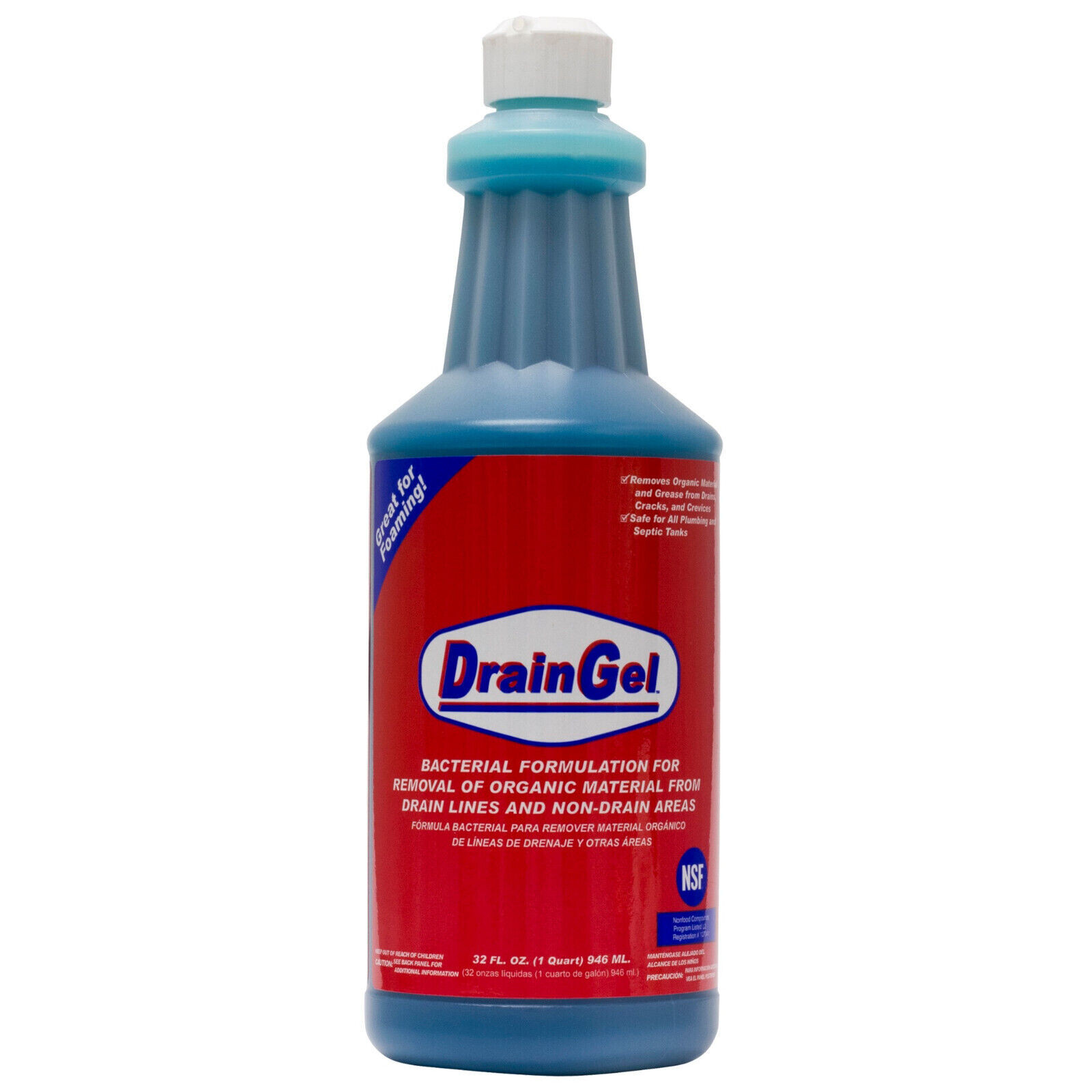 32 oz Drain Gel Control Drain & Fruit Flies , Removes Organic material Odors etc