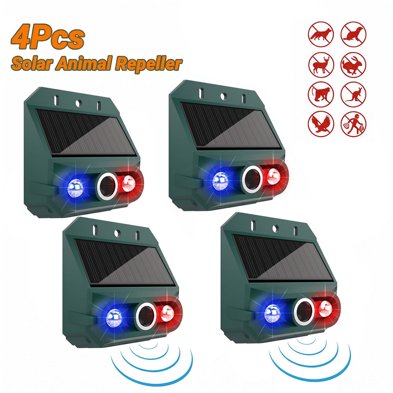 4Pcs Solar Animal Repeller Easy Installation Outdoor Protection Tool for Yard