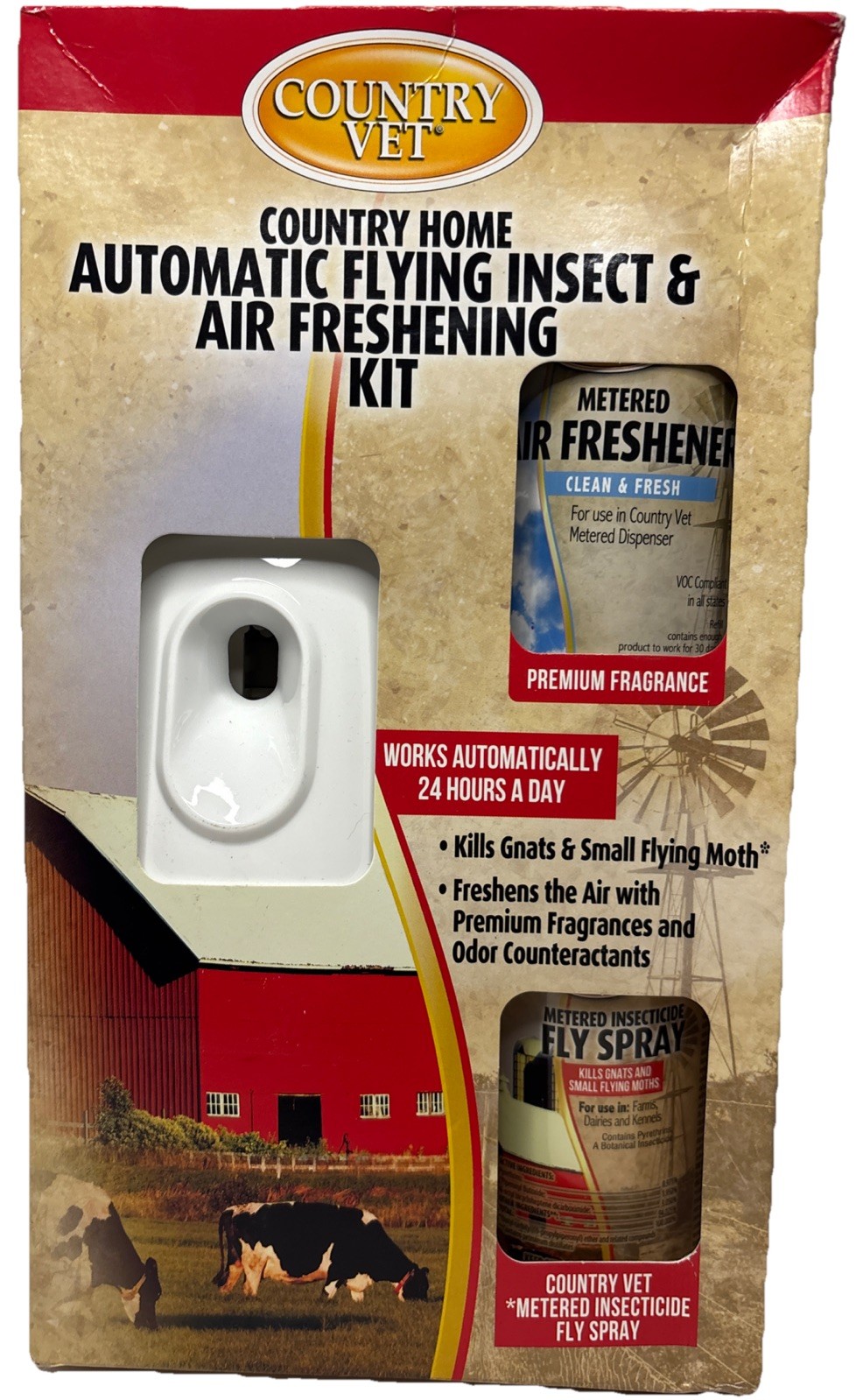 Country Vet Automatic 24 Hour Flying Insect & Air Freshening Kit NEW!!