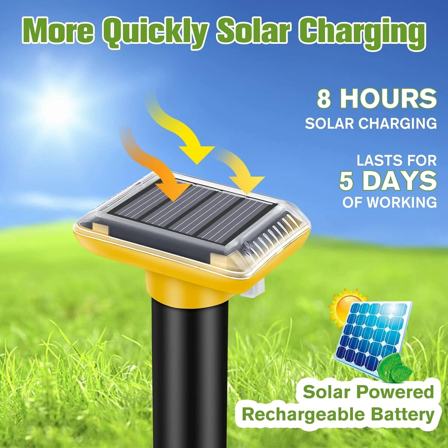 4 PCs Solar Power Ultrasonic Repellent Mice Gopher Mole Snake Squirrel Repeller