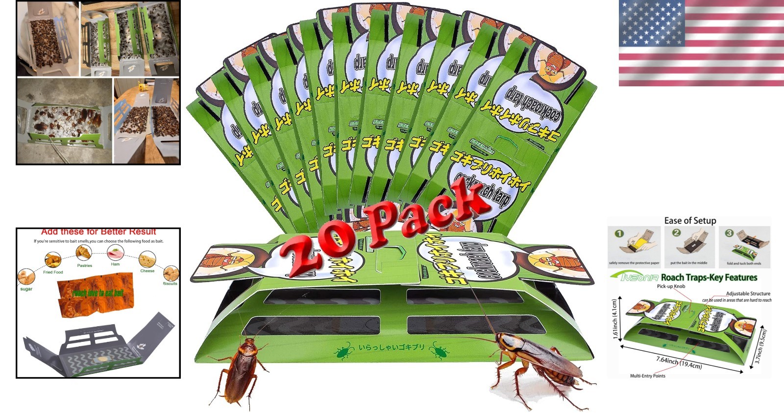 20-Pack Child & Pet Safe Roach Traps – Modern Indoor Pest Control Solution