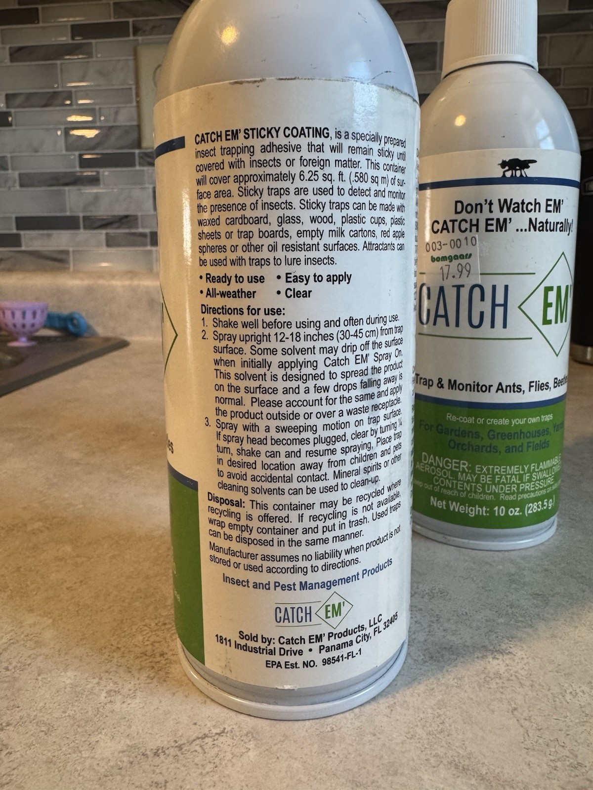 Catch EM’ Sticky Coating Aerosol 10oz Insect Trap Bait Lure Ants Fly Beetle