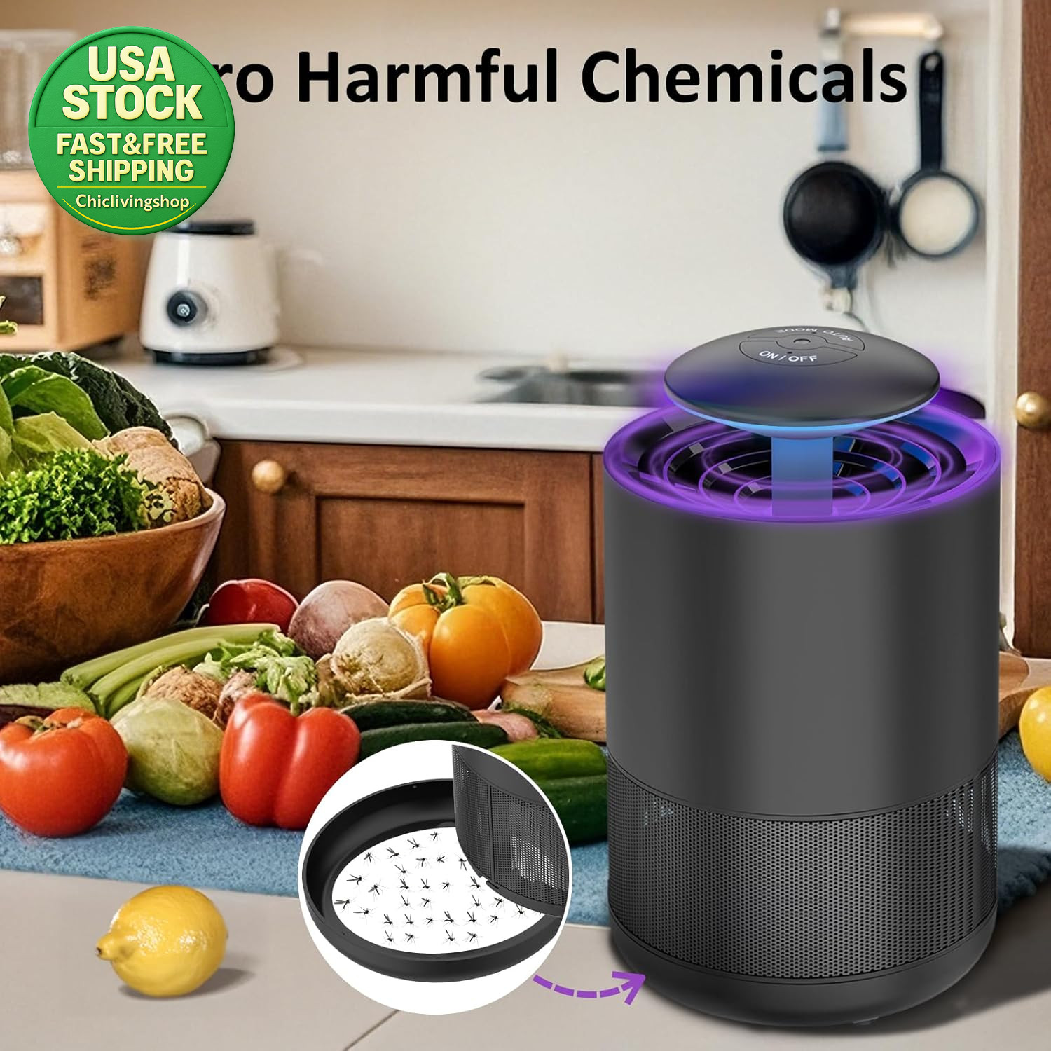 Indoor Insect Trap UV Light Fly Catcher Mosquito Gnat Fruit Fly Killer 360