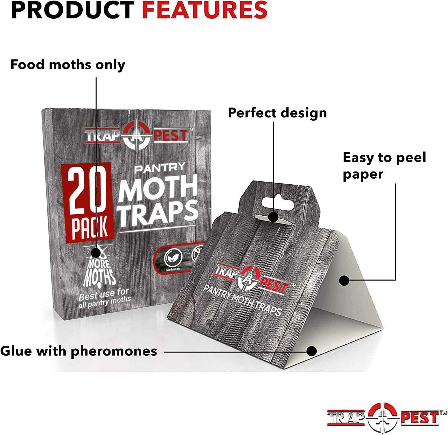20 Pack Pantry Moth Traps – Safe And Effective For Food And Cupboard – Glue With